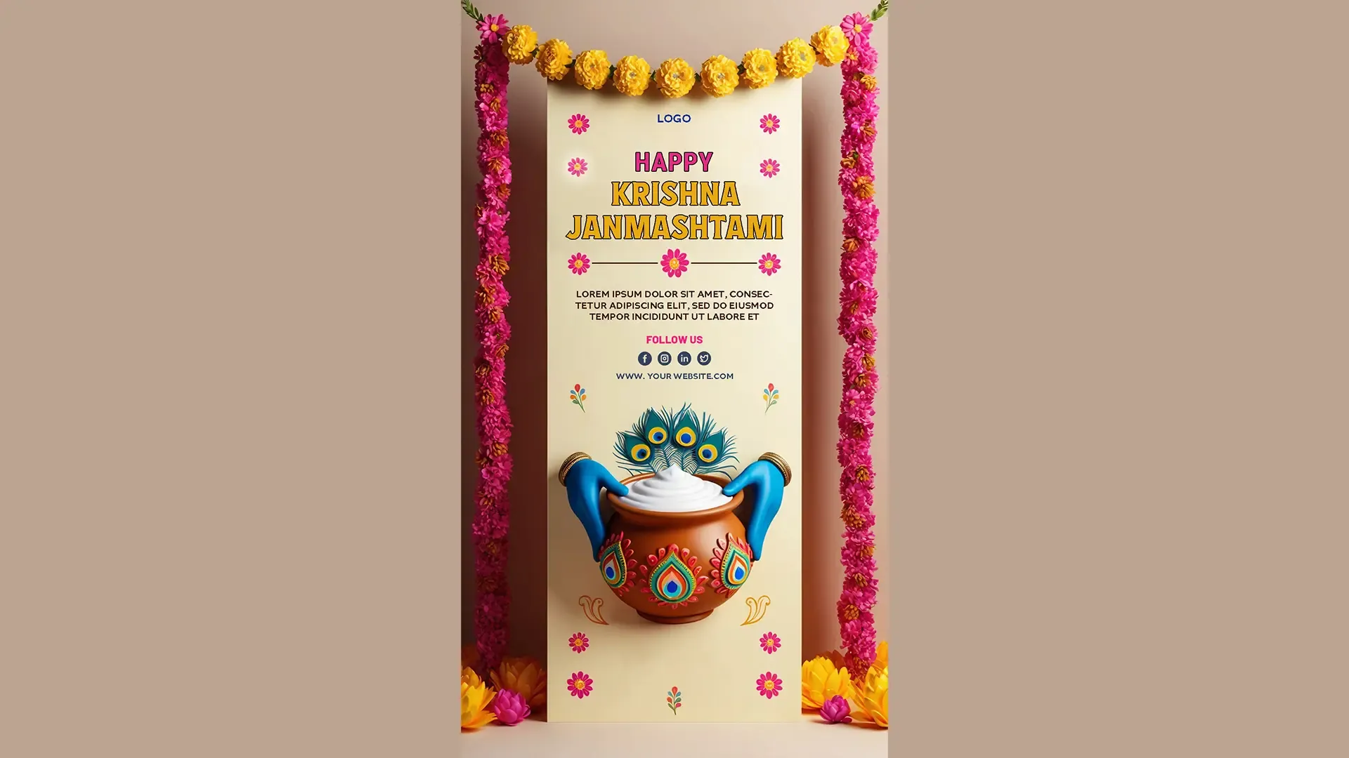 Divine Krishna Janmashtami Instagram Story Design PSD